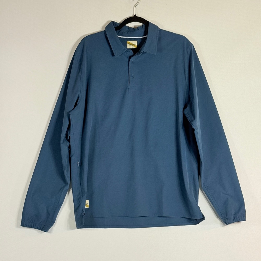 Tracksmith New England Mens  XL Polo Shirt Blue Long Sleeve Athletic Performance